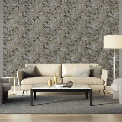 DUTCH WALLCOVERINGS Behang Marmer Grijs En Goud - Afbeelding 2