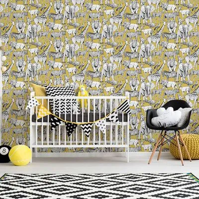 Noordwand Kids At Home Behang Jungle Animals Jaune Oker - Afbeelding 2