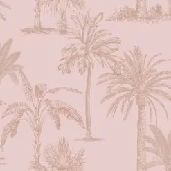 DUTCH WALLCOVERINGS Behang Tropical Trees Roze