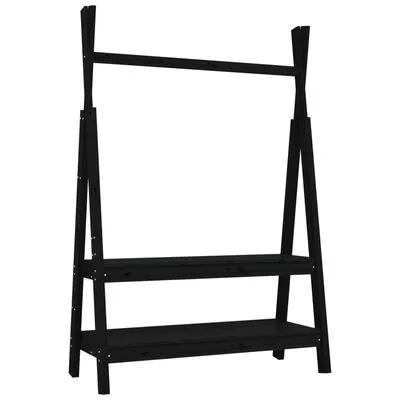 VidaXL Kledingrek 100x45,5x150 Cm Massief Grenenhout Zwart