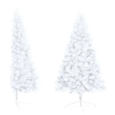VidaXL Kunstkerstboom Met LED's En Kerstballen Half 120 Cm Wit - Afbeelding 3
