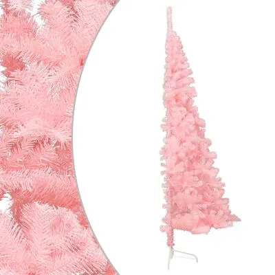 VidaXL Kunstkerstboom Met Standaard Half 120 Cm PVC Roze - Afbeelding 3