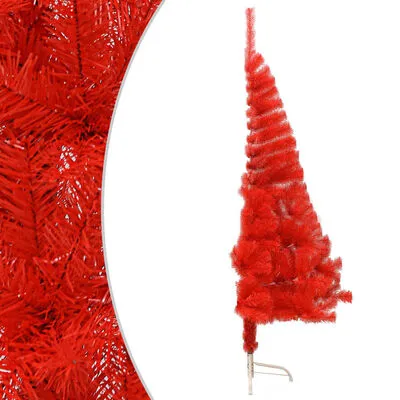 VidaXL Kunstkerstboom Met Standaard Half 120 Cm PVC Rood - Afbeelding 3