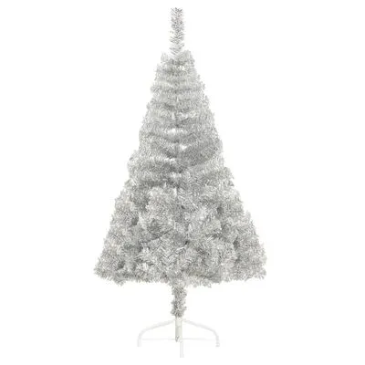 VidaXL Kunstkerstboom Met Standaard Half 120 Cm PVC Zilverkleurig - Afbeelding 3