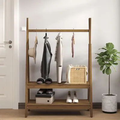 VidaXL Kledingrek 100x45,5x150 Cm Massief Grenenhout Honingbruin - Afbeelding 3