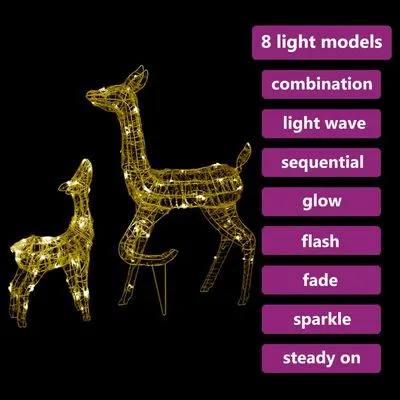 VidaXL Kerstversiering Rendierfamilie 160 LED's Warmwit Acryl - Afbeelding 4