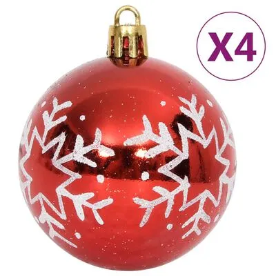 VidaXL 64-delige Kerstballenset Rood En Wit - Afbeelding 4