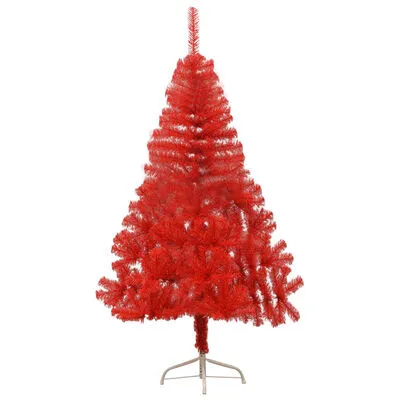 VidaXL Kunstkerstboom Met Standaard Half 120 Cm PVC Rood - Afbeelding 4