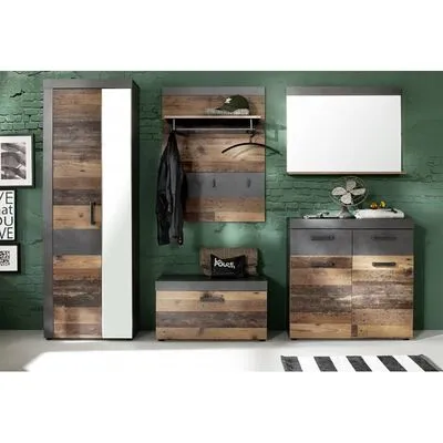 Trendteam Wandpaneel Met Kapstok Indy Oud Hout Matera Grijs - Afbeelding 4