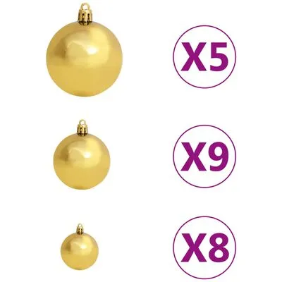 VidaXL Kunstkerstboom Met LED's En Kerstballen 120 Cm PVC En PE Groen - Afbeelding 5