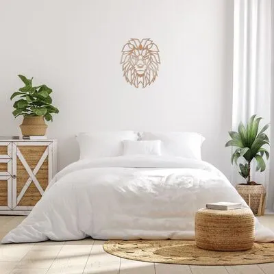 Homemania Wanddecoratie Leeuw 40x50 Cm Staal Koperkleurig - Afbeelding 5