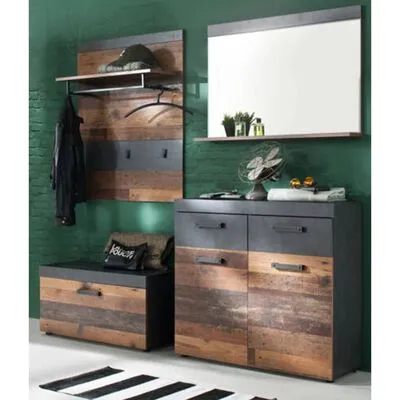 Trendteam Wandpaneel Met Kapstok Indy Oud Hout Matera Grijs - Afbeelding 5