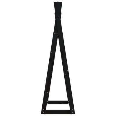 VidaXL Kledingrek 100x45x150 Cm Massief Grenenhout Zwart - Afbeelding 5