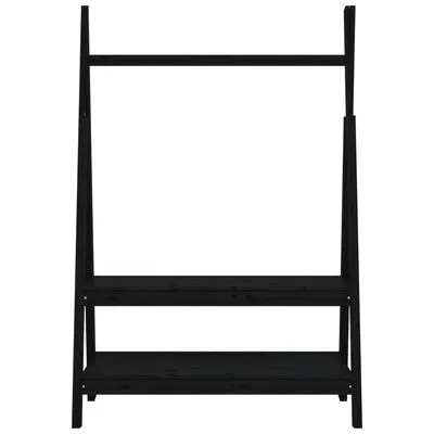 VidaXL Kledingrek 100x45,5x150 Cm Massief Grenenhout Zwart - Afbeelding 5