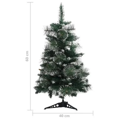 VidaXL Kunstkerstboom Met Standaard 60 Cm PVC Groen En Wit - Afbeelding 6
