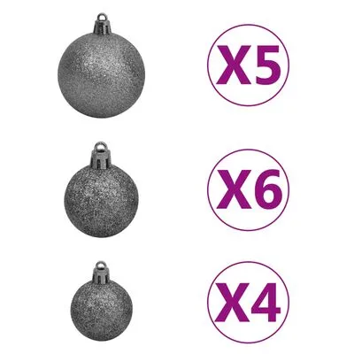 VidaXL Kerstboom Met LED's En Kerstballen Smal 180 Cm Blauw - Afbeelding 7