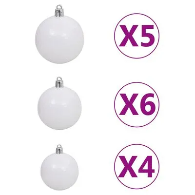 VidaXL Kunstkerstboom Met LED's En Kerstballen Half 120 Cm Wit - Afbeelding 8