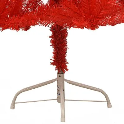 VidaXL Kunstkerstboom Met Standaard Half 120 Cm PVC Rood - Afbeelding 8