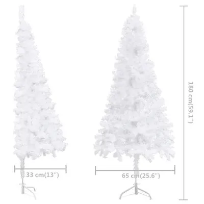 VidaXL Kunstkerstboom Met LED's Hoek 180 Cm PVC Wit - Afbeelding 9