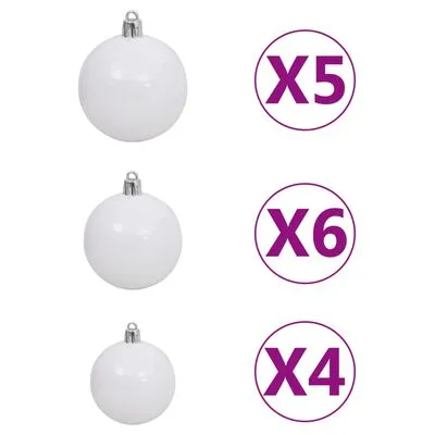VidaXL Kerstboom Met LED's En Kerstballen Smal 150 Cm Rood - Afbeelding 9