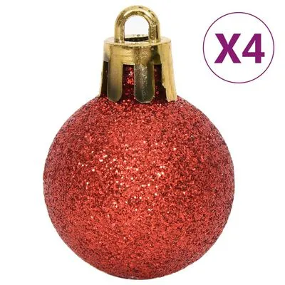 VidaXL 64-delige Kerstballenset Rood En Wit - Afbeelding 9