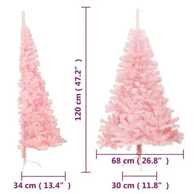VidaXL Kunstkerstboom Met Standaard Half 120 Cm PVC Roze - Afbeelding 9